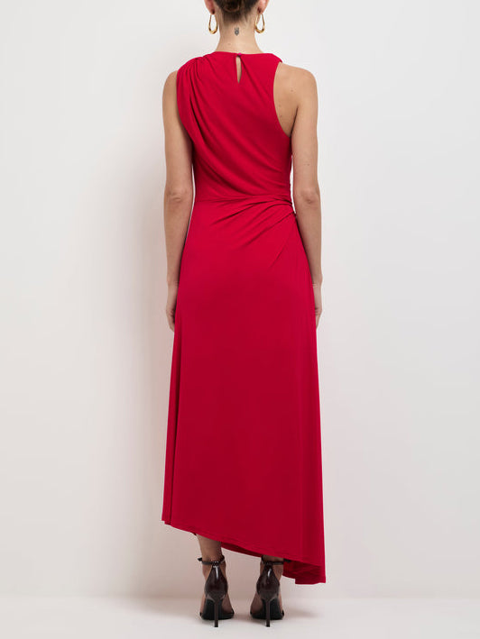 Elegant Twisted Asymmetric Hem Maxi Dress
