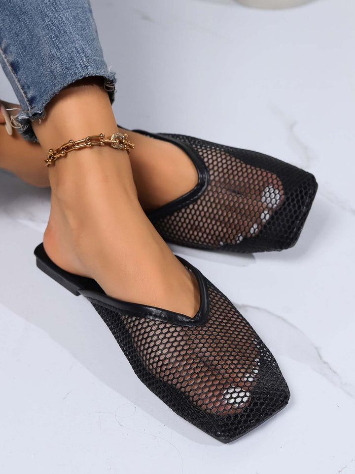 Modische und einfache, hohle, atmungsaktive Mesh-Schuhe mit flacher Sohle