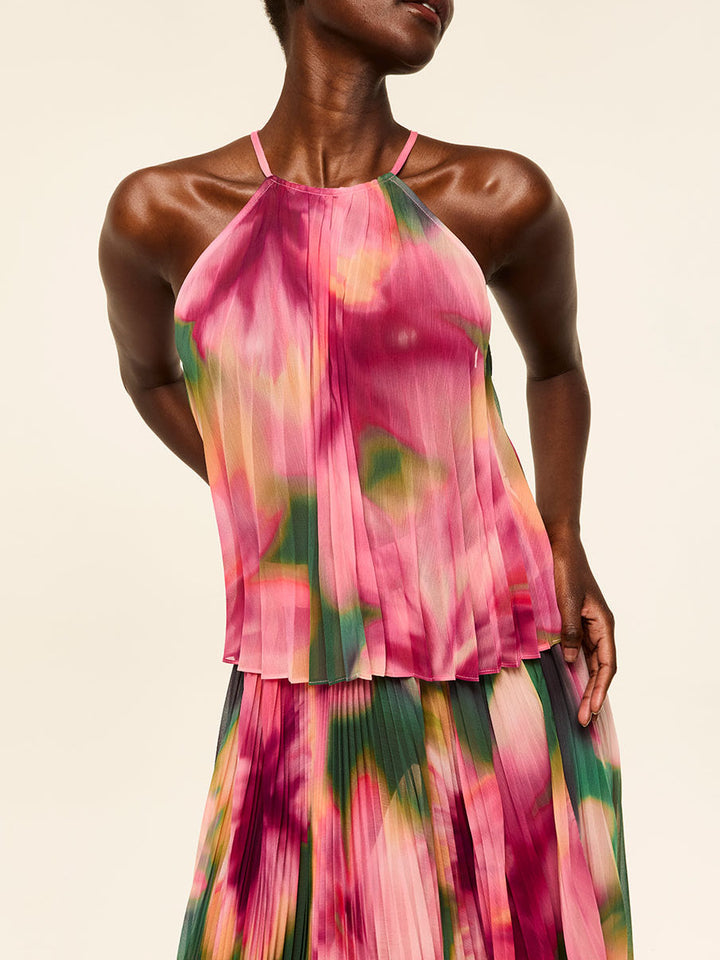 Elegant Gradient Hibiscus Printed Backless Tank Top