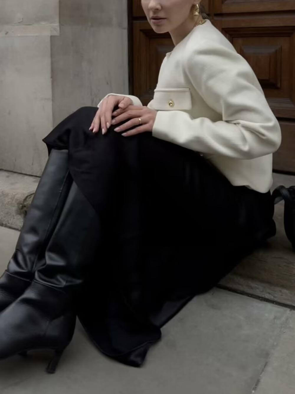 Chanel Style Fashion Button lyhyt pukutakki