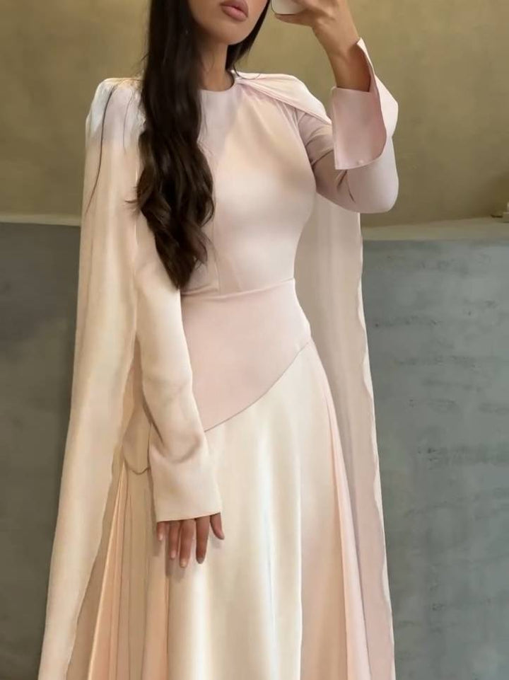 Elegant Cape Design Maxi Dress