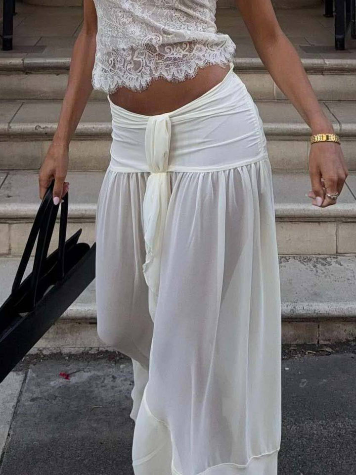 Halter Neck Lace Top And Slit Skirt Suit-Skirt