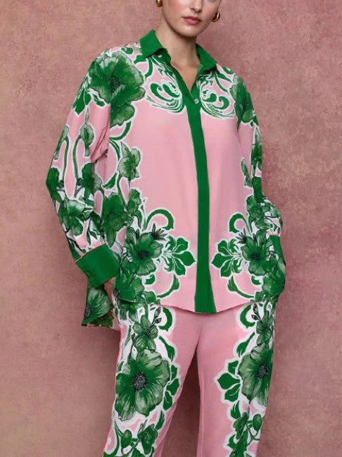 Exquisite Tropical Floral Print Loose Shirt
