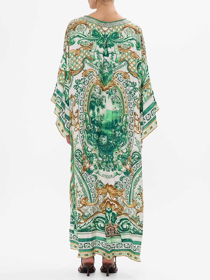 Unique Floral Print Drop-shoulder Sleeve Maxi Dress