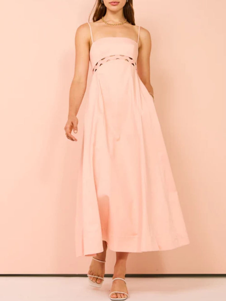 Vestido midi en rosa nube