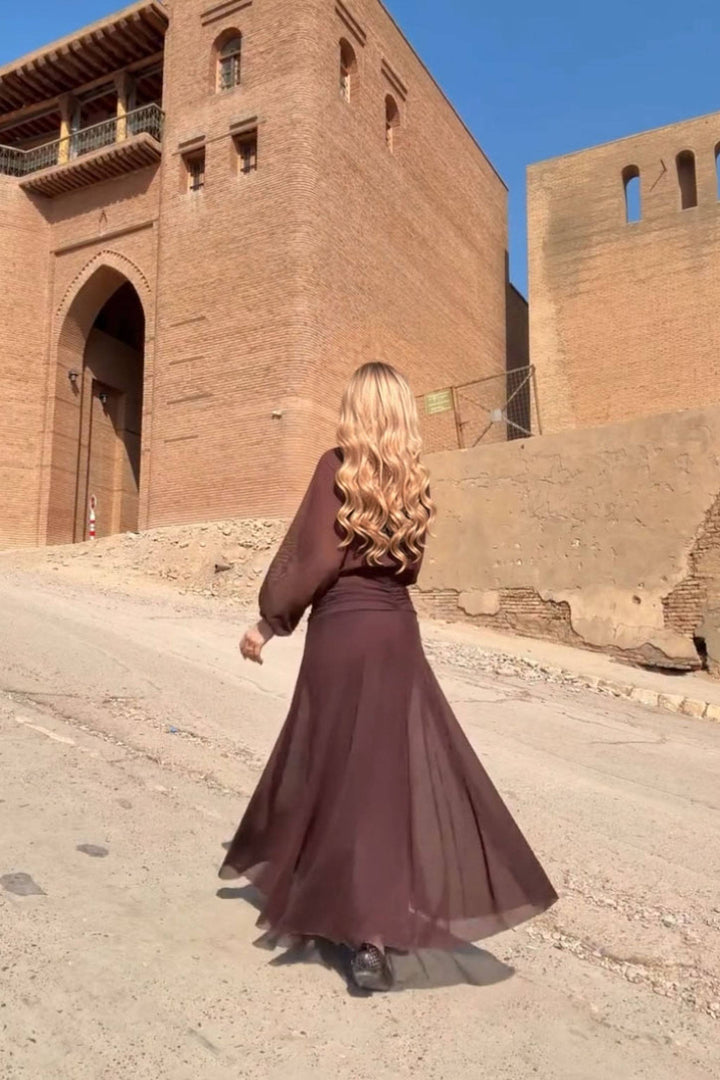 Chiffon Pleated Maxi Dress