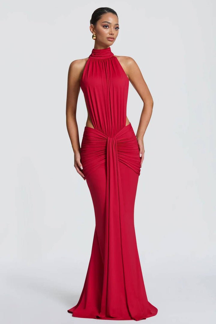 Halter-Neck Backless Maxi Dress