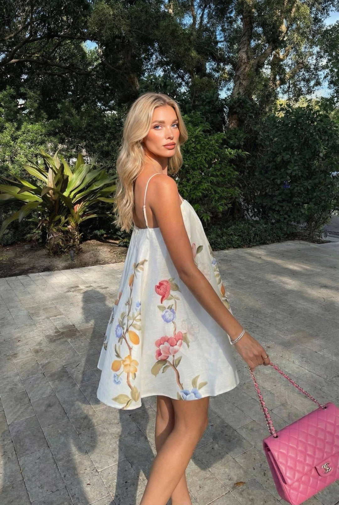Distinctive Printed Sling Mini Dress