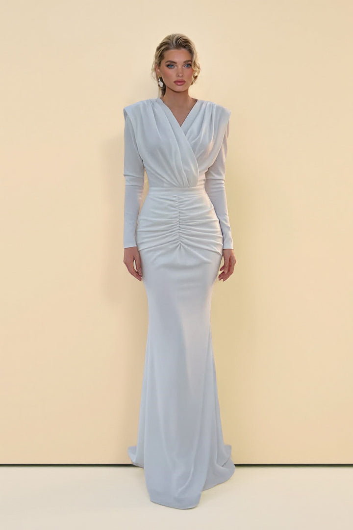 V-Neck Pleated Maxi Dress