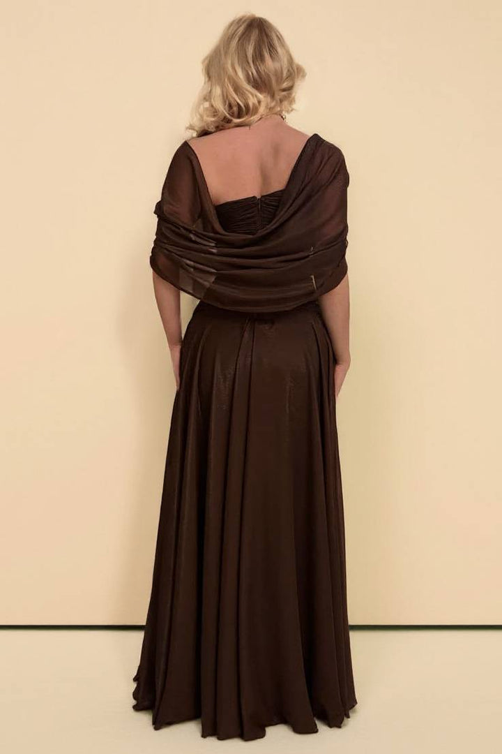 Pleated Design A- Line Maxi Dress