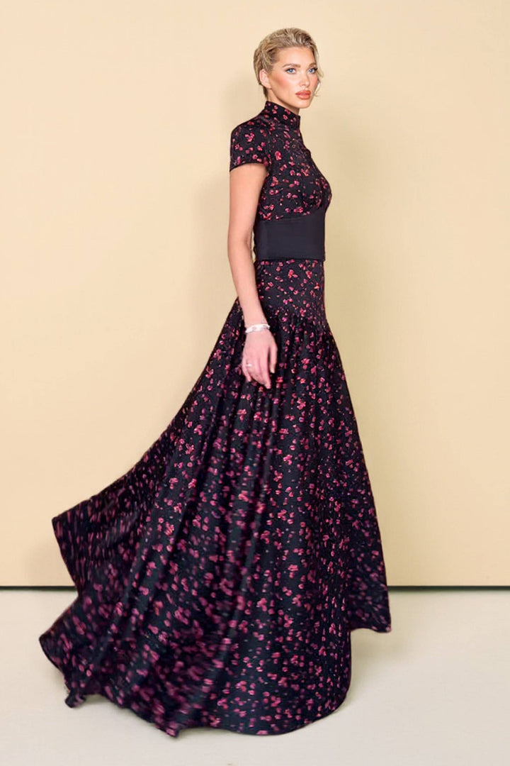 Waistband Floral Print Maxi Dress