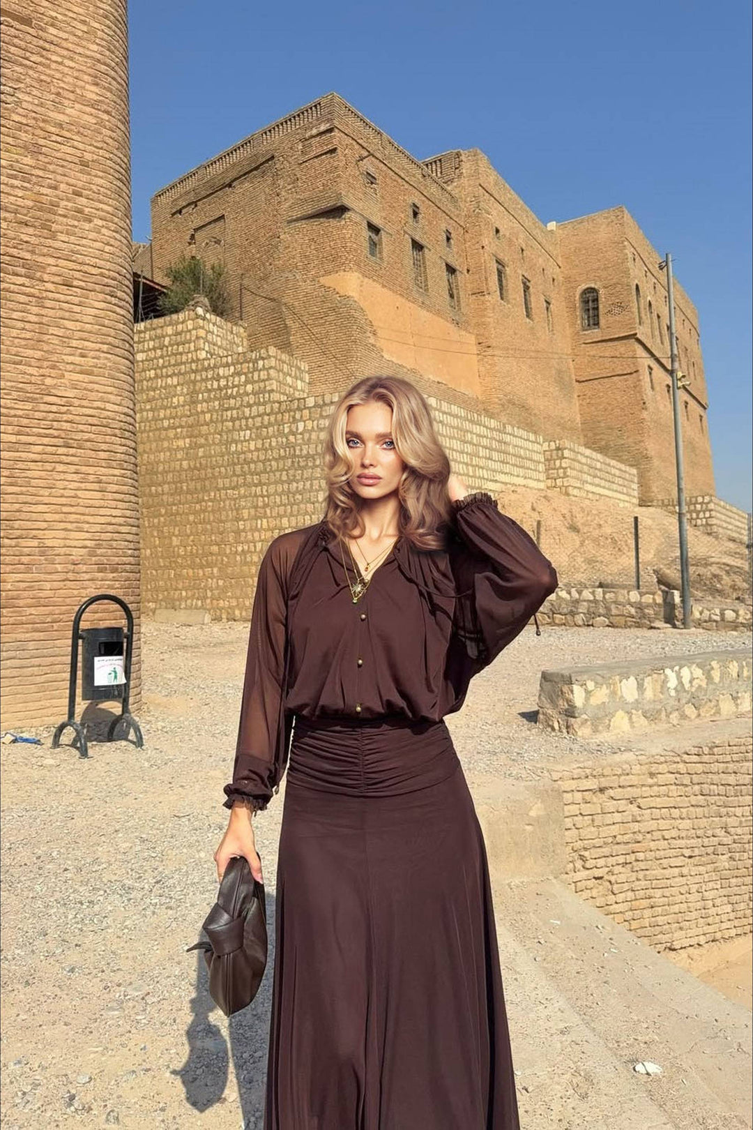 Chiffon Pleated Maxi Dress