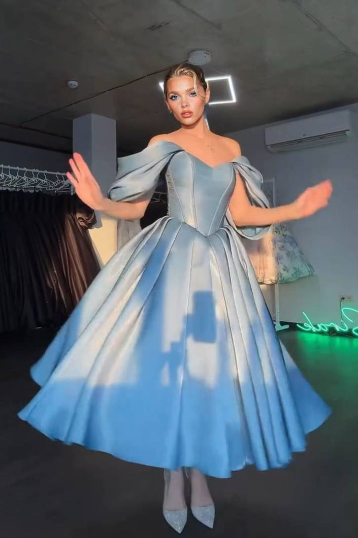 Elegant Off-shoulder A- Line Skirt Midi Dress