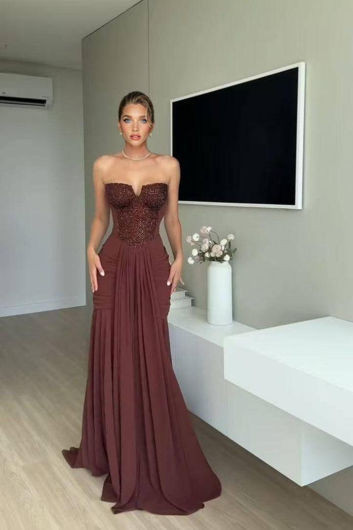 Shiny Slit  Design Maxi Dress