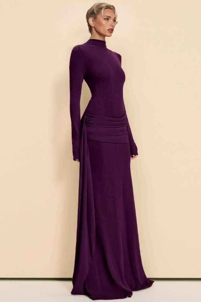 Pleated Ribbon Design Maxi Dress