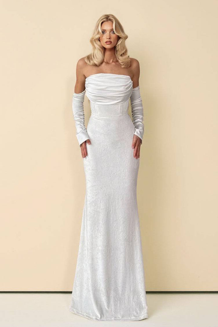 Velvet Splicing Fishtail Maxi Dress