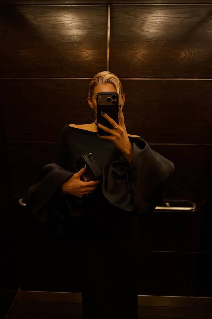 Boat Neck Bell Sleeve Slim-Fit Maxi Dress