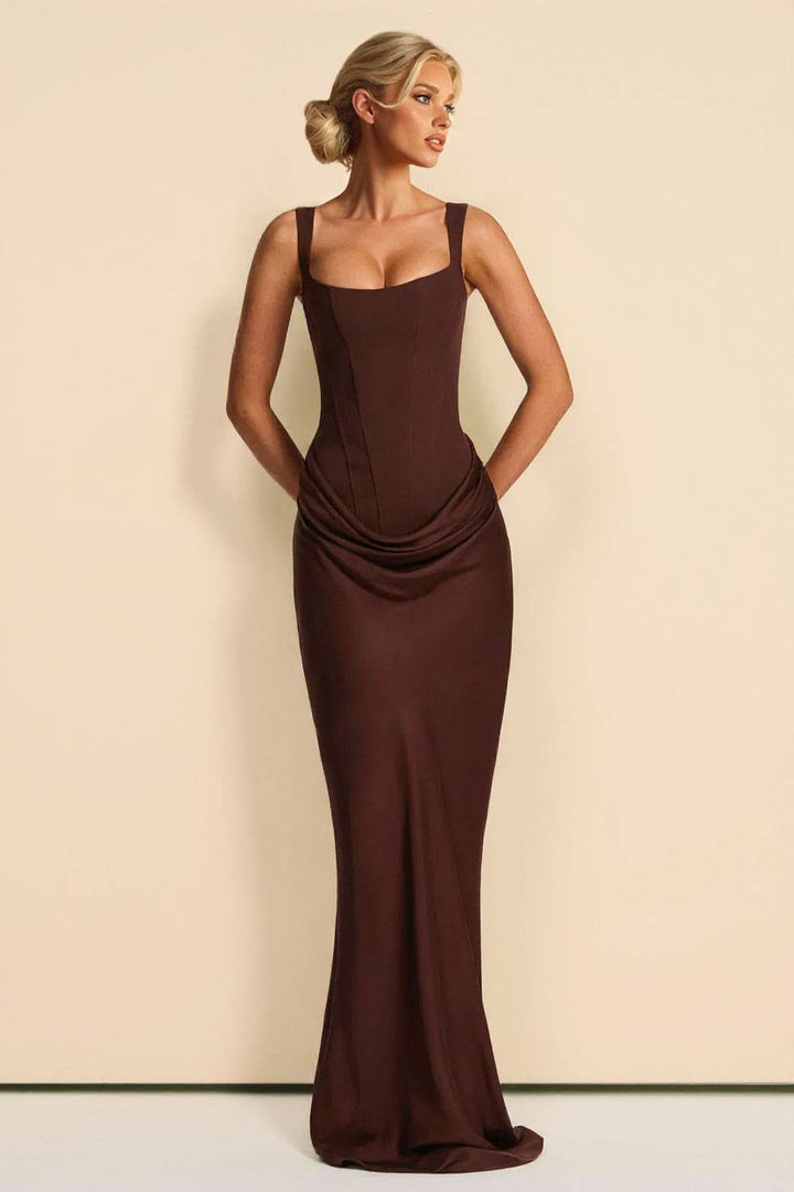 Sling Slim Fit Pleated Maxi Dress