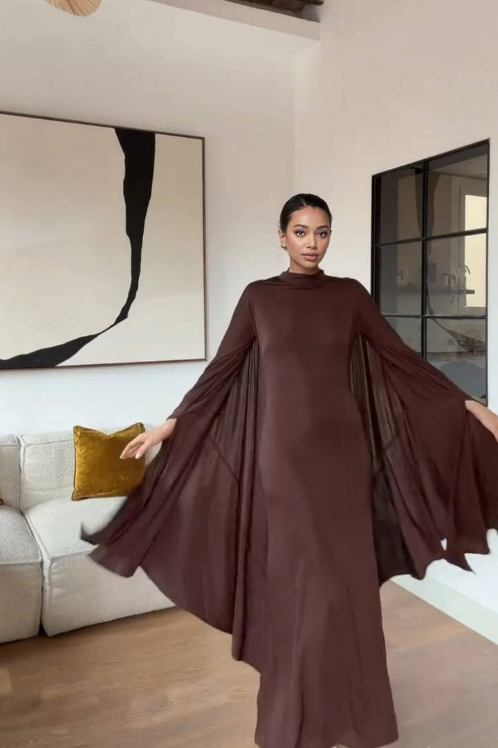 Turtleneck Shawl Maxi Dress