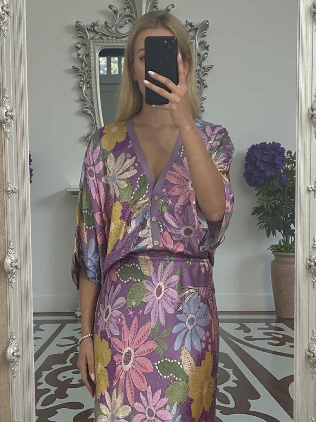 Exquisite Satin Floral Print Off-shoulder Shirt