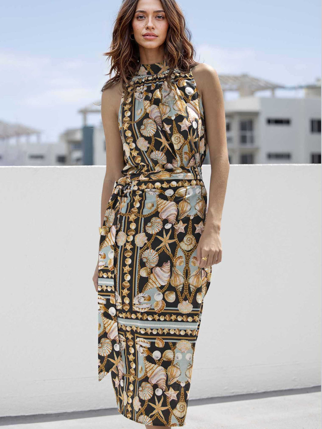 Exquisite Dark Treasure Print Loose Sleeveless Tank Top