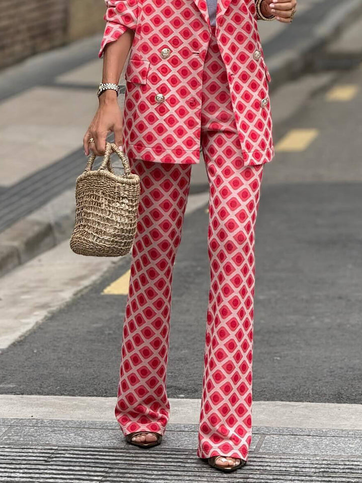 Pantalones de traje con bolsillo con estampado geométrico informal