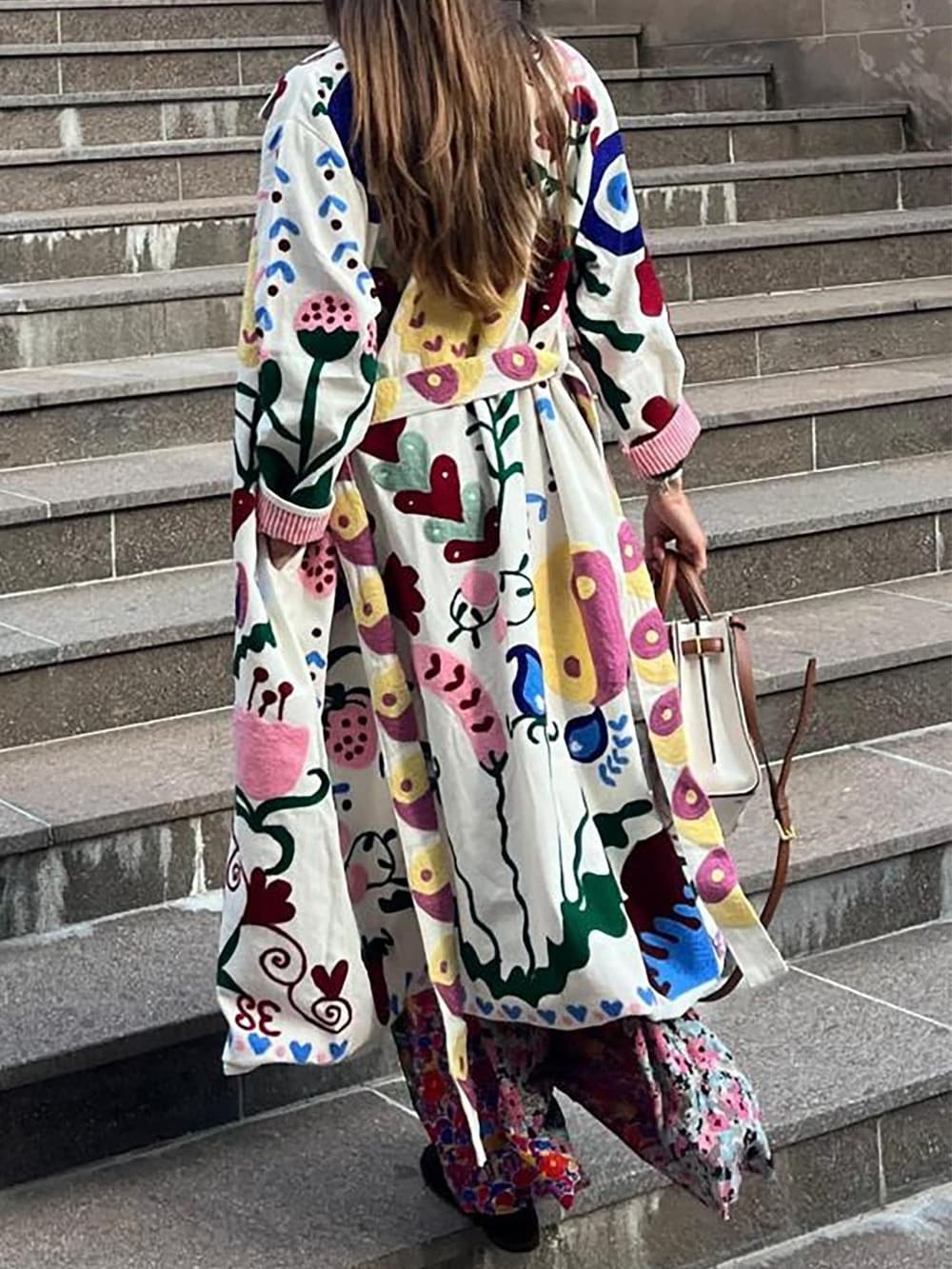 Vibrant Natural Flower Print Coat