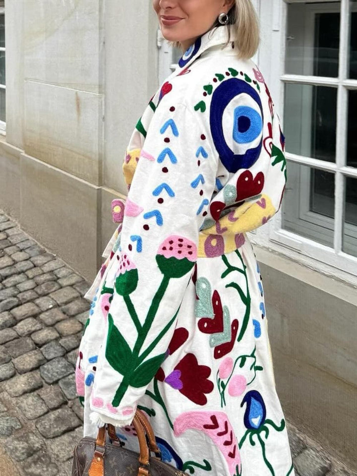 Vibrant Natural Flower Print Coat