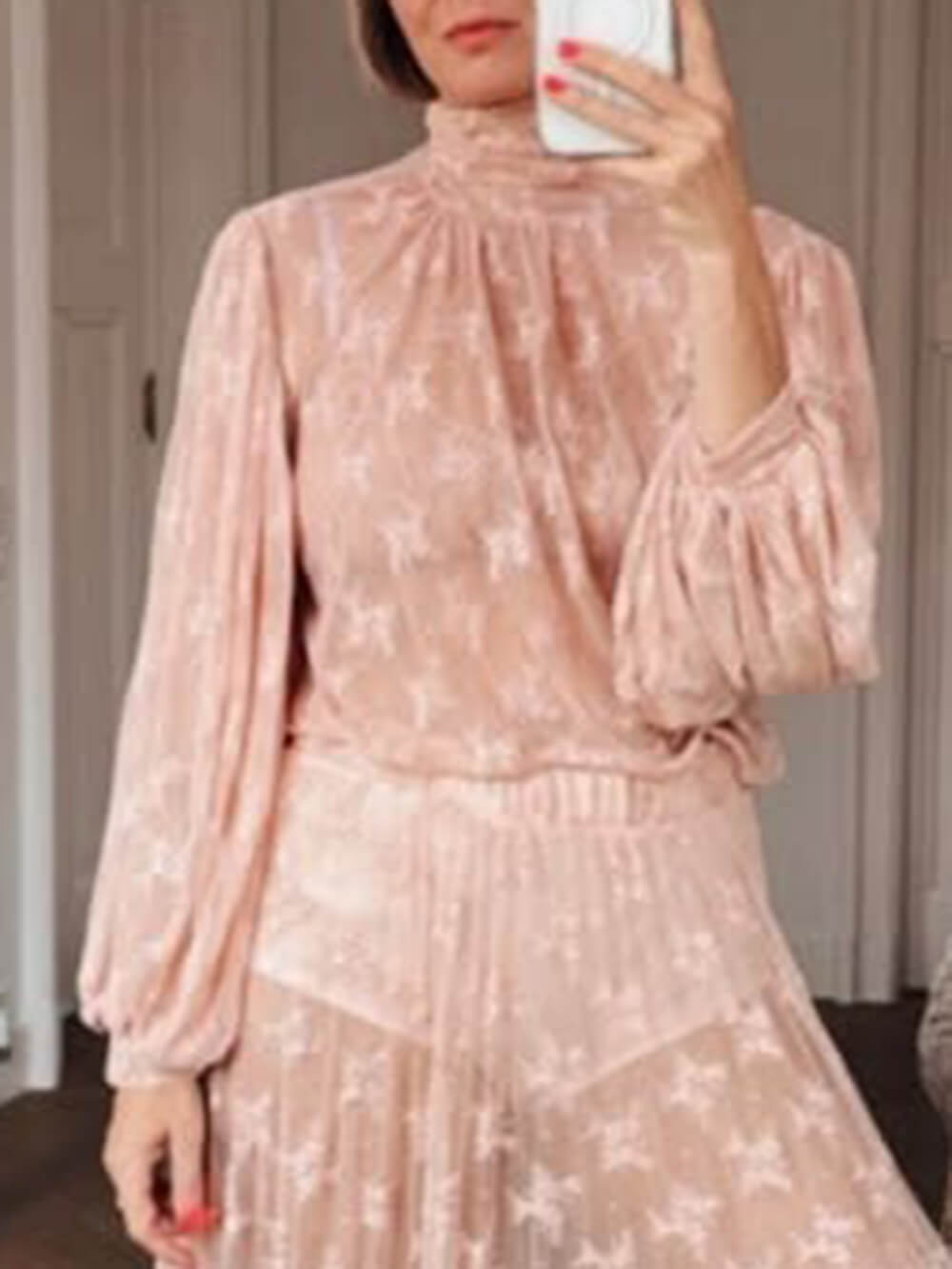 Elegant Mesh Pleated Lace Maxi Skirt