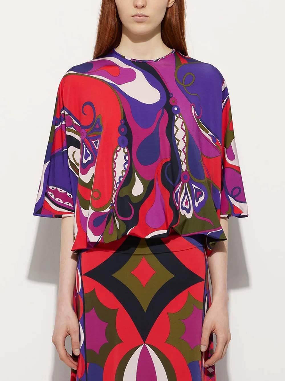 Unique Satin Rainbow Print High-Waisted Maxi Skirt