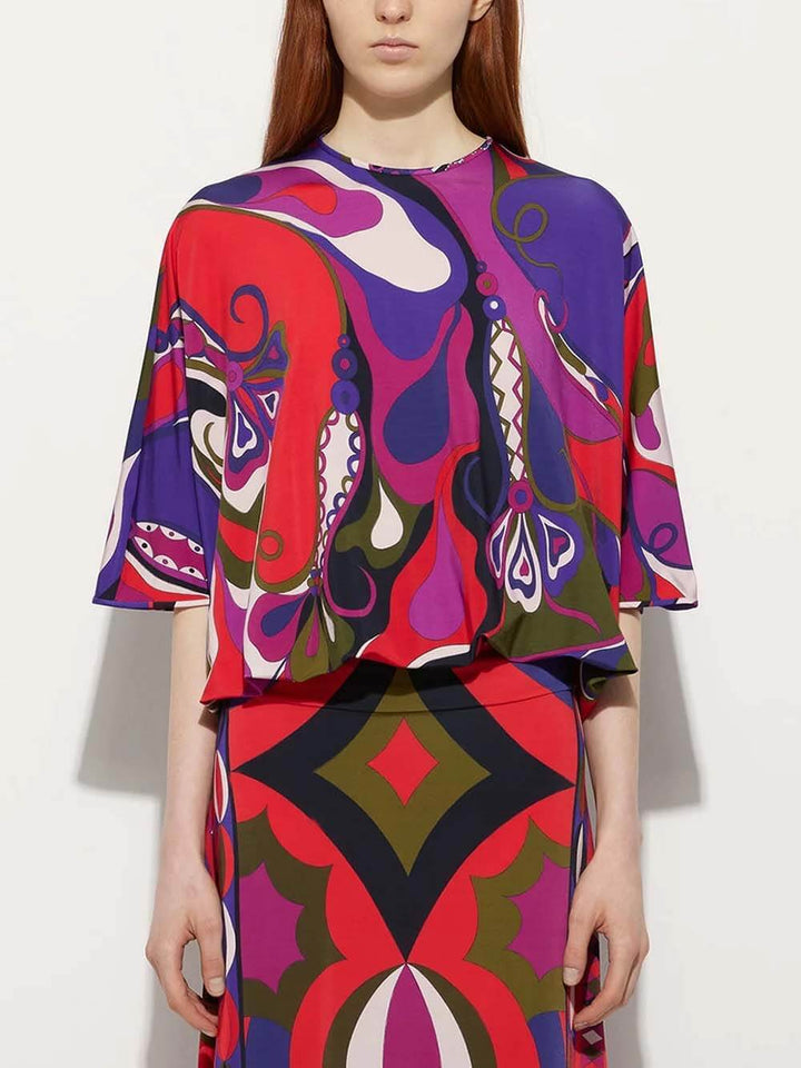 Unique Satin Rainbow Print High-Waisted Maxi Skirt
