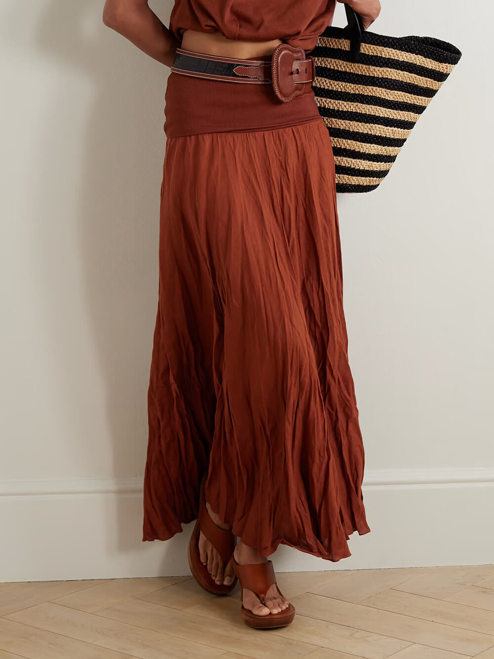 Fashion Casual Ruched Knit Crop T-Shirt