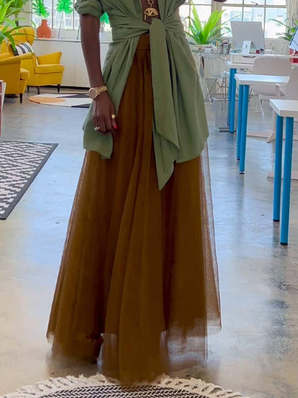 Elegant Belted Cardigan Collar Shirt