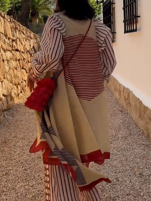 Elegant geometric print irregular cape top