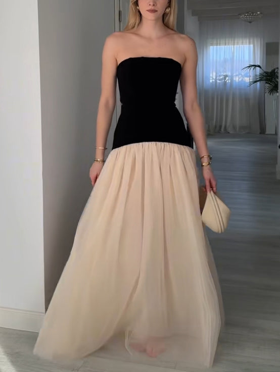 Elegant Corset Mesh Party Maxi Dress