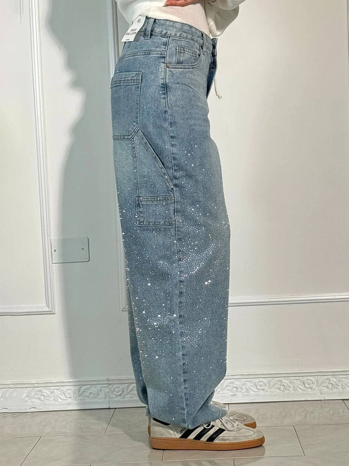 Classic Fashion Balloon Carpenter Shine Denim Jeans