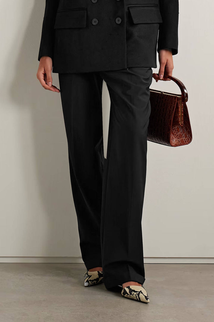 Fashion High-Waisted Twill Straight-Leg Suit Pants
