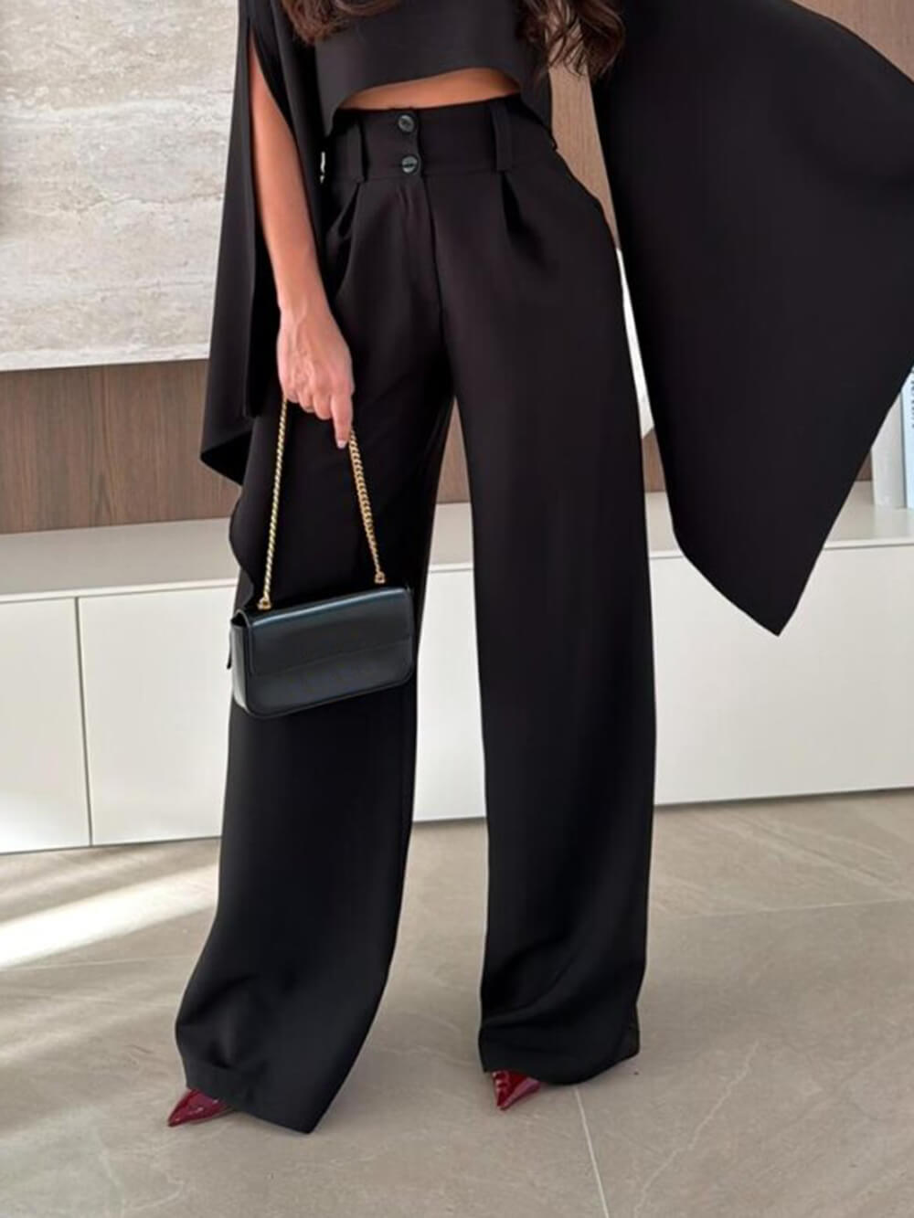 Exquisite Asymmetrical Flared Sleeve Loose Top