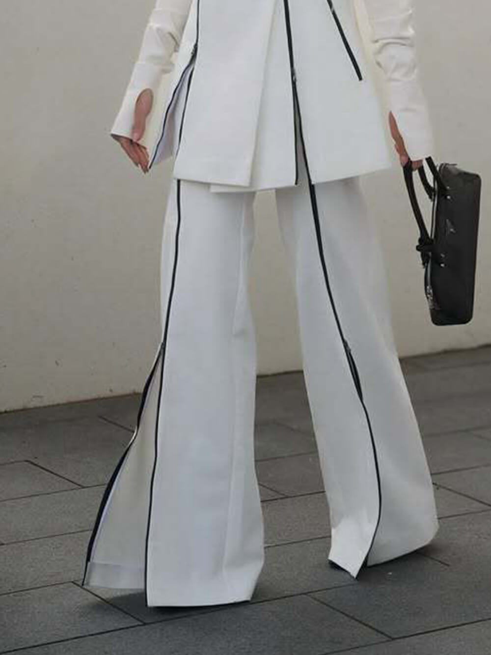 Fashion V-Neck Vest Colorblock Tailored Blazer