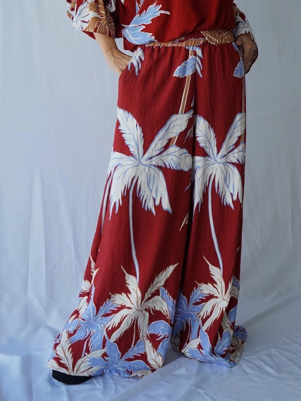 Fashion Casual Tropical Palm Tree Print Off-Shoulder Top