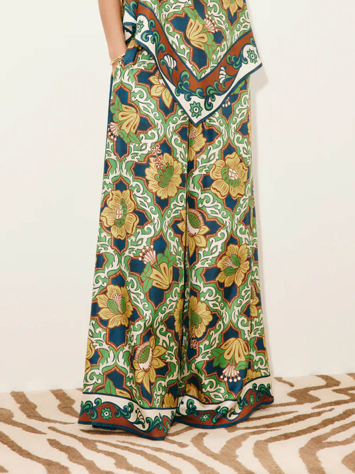 Modern Satin Asymmetrical Print Backless Camisole Top