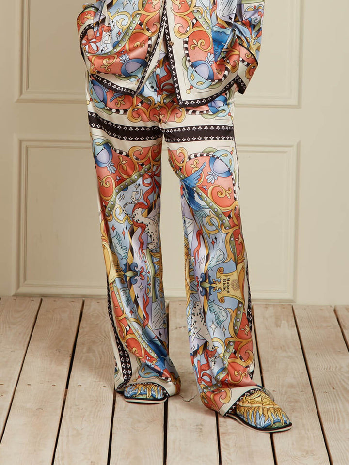 Unique Sunshine Print Collared Button-Up Loose Shirt
