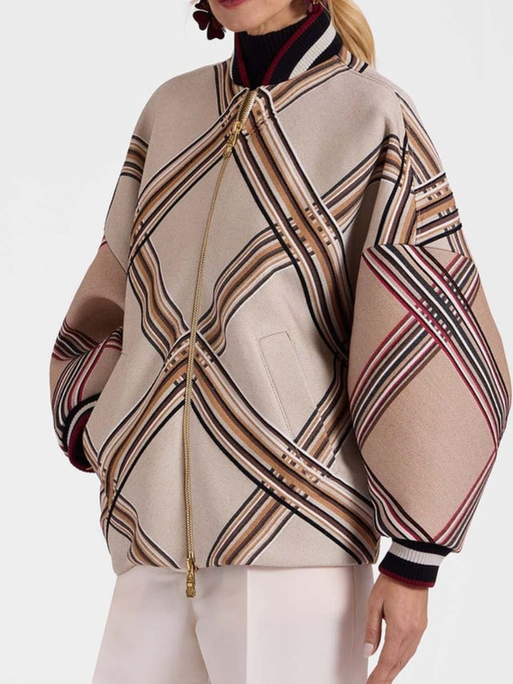 Classic Cross-Striped Light Beige Jacket