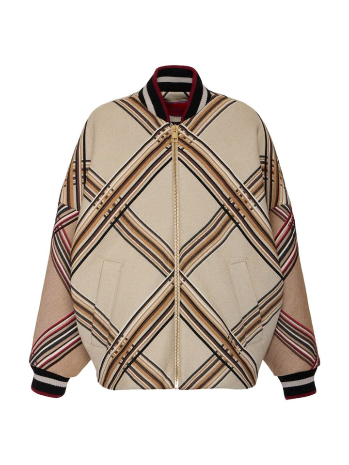 Classic Cross-Striped Light Beige Jacket