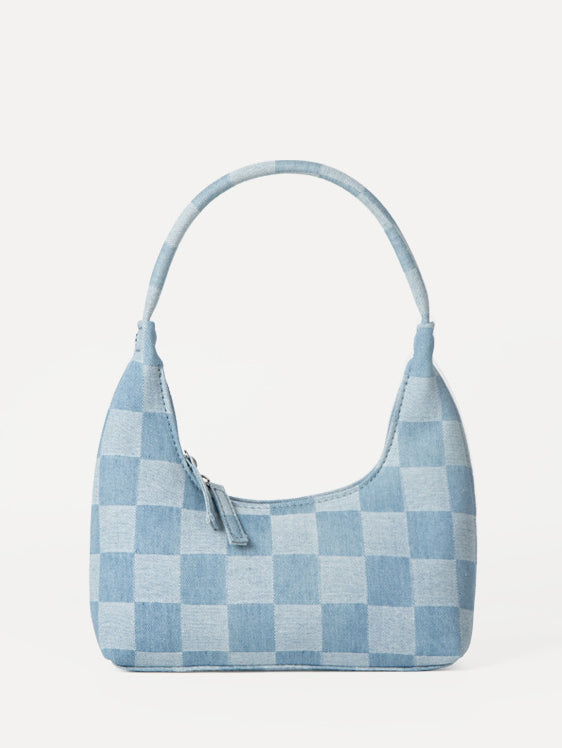 Mode Niche Håndholdt Denim Plaid Dumpling Bag