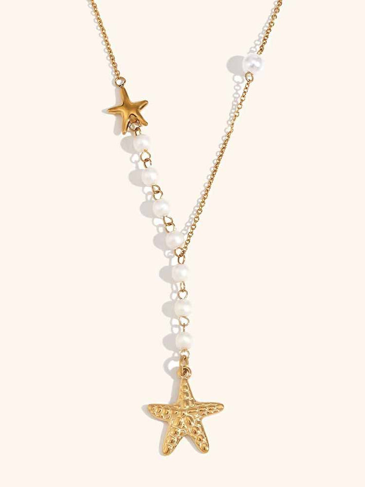 Starfish Pearl Pendant Asymmetric Necklace