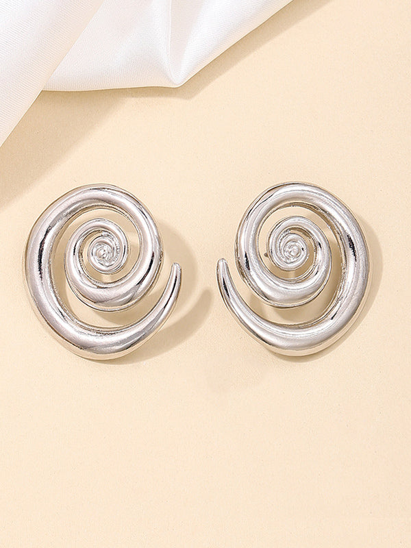 Boucles d'oreilles tourbillon creuses de style simple, boucles d'oreilles de rue exagérées