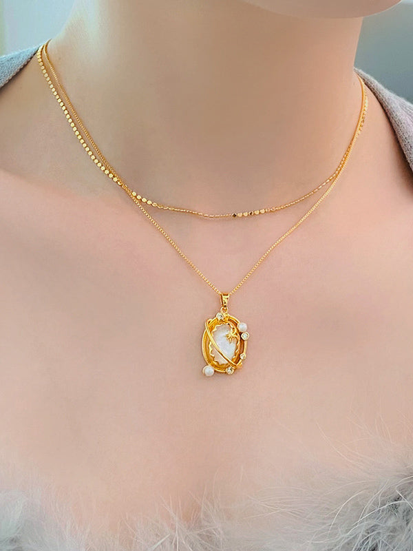 Fashionable Planet Double-Layer Clavicle Necklace