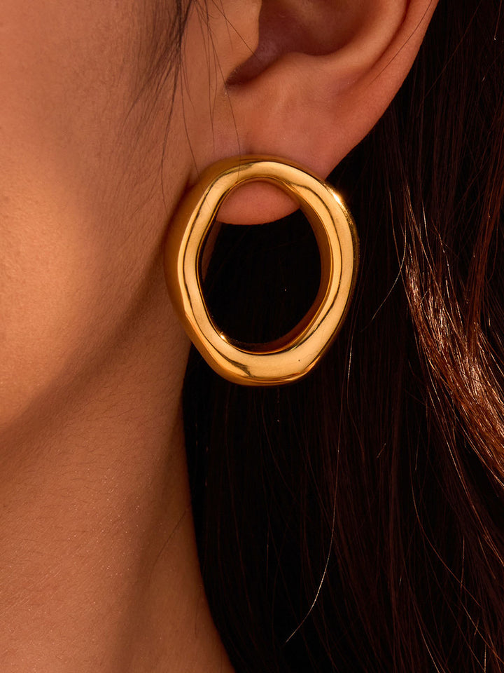 Exaggerated Hollow Irregular Circle Earrings