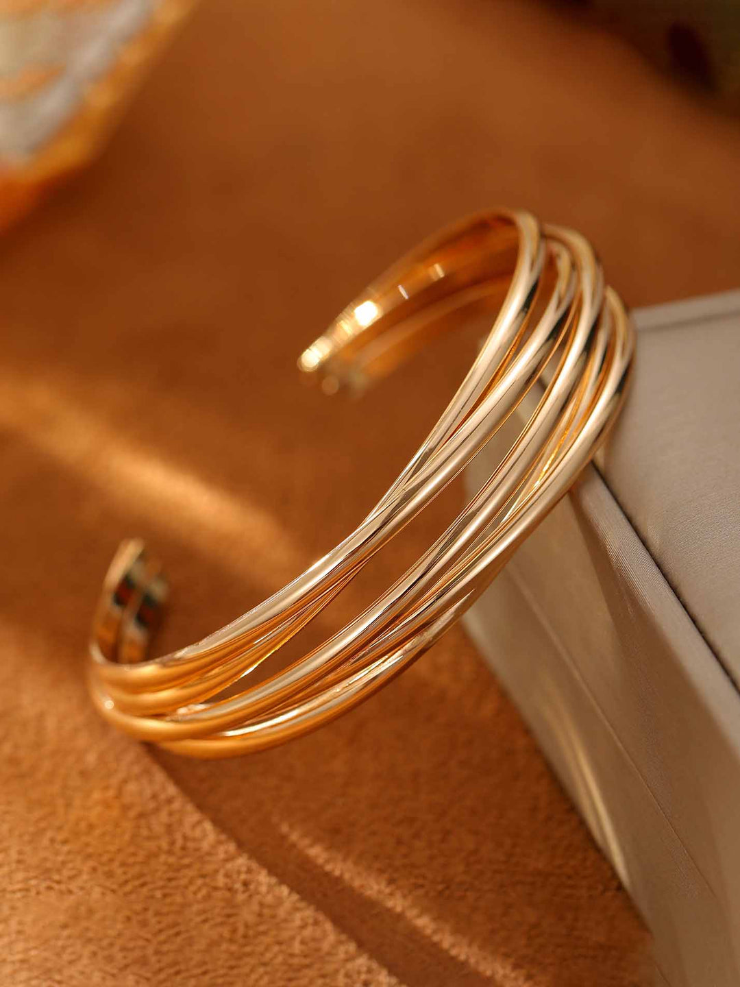 Simple Multi-layered Curved Cross Metal Bracelet